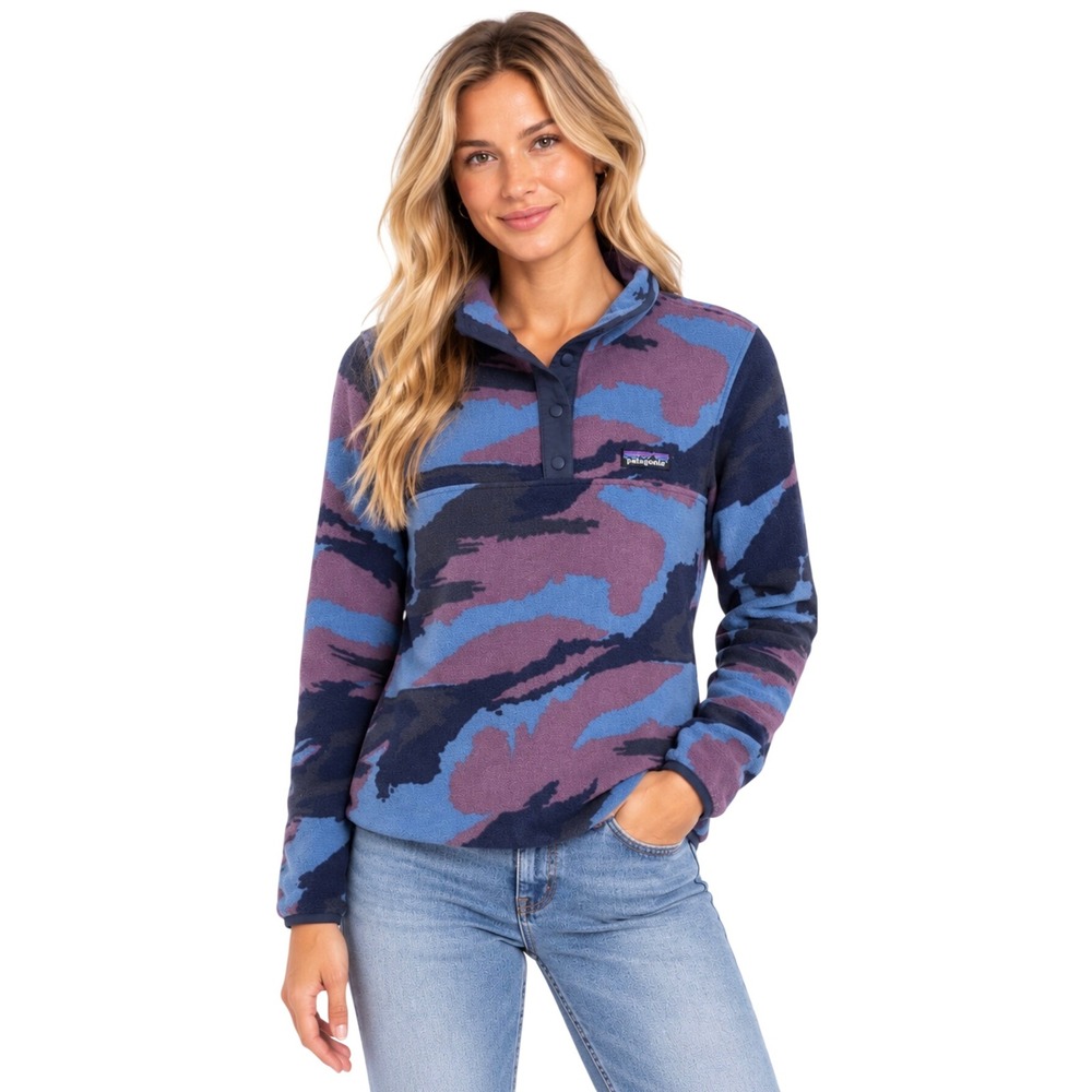 Patagonia Synchilla Snap-T Fleece Pullover Blue Purple Abstract Camo Small